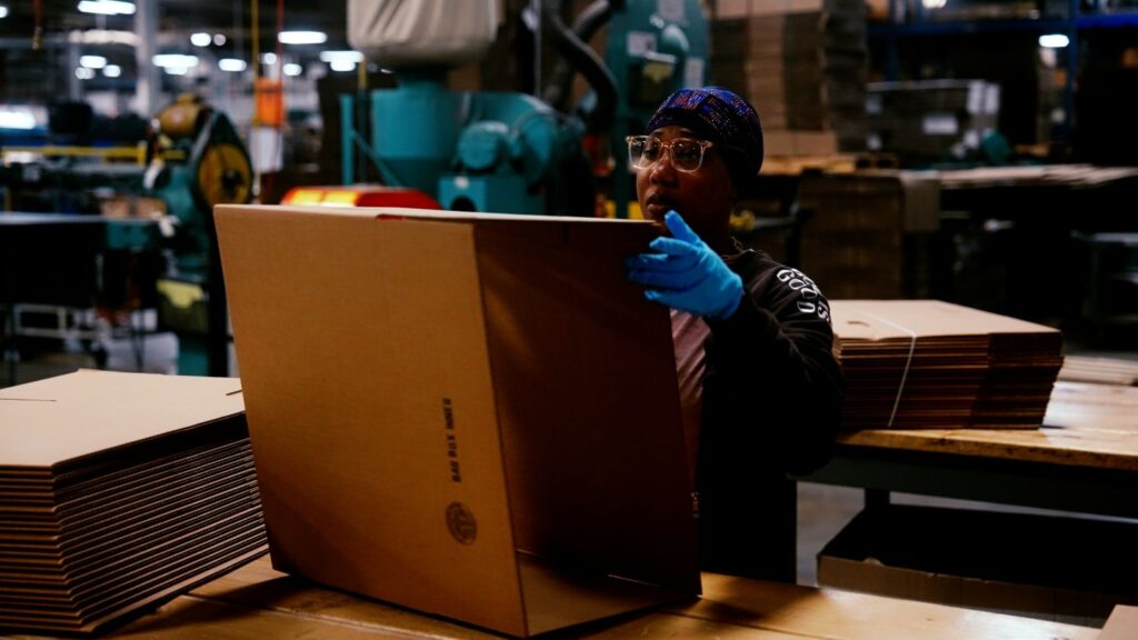 Worker at jamestown container